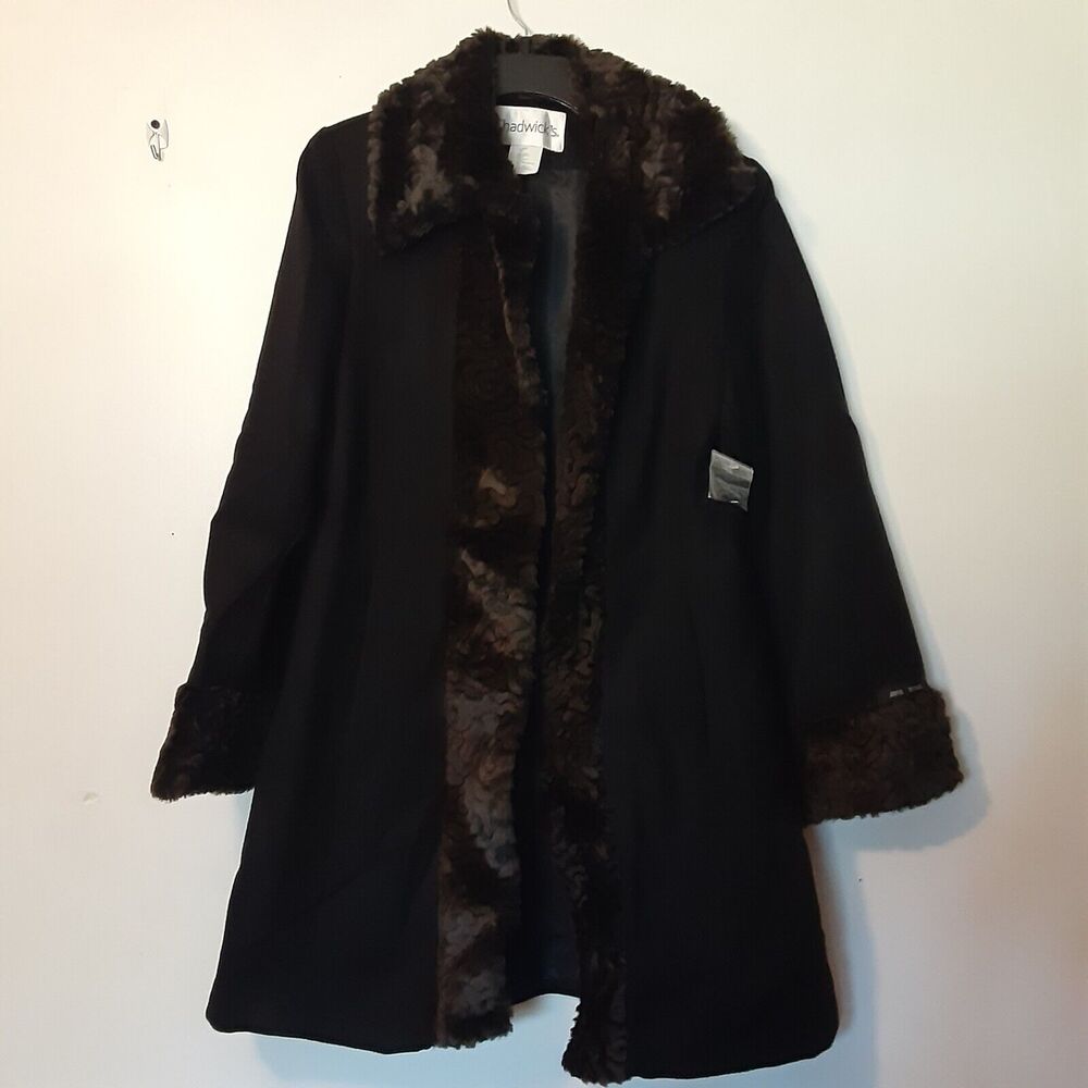 Chadwicks Wool Jacket Womens 14 Black Hook And Loop Trim EUC Cold Weather